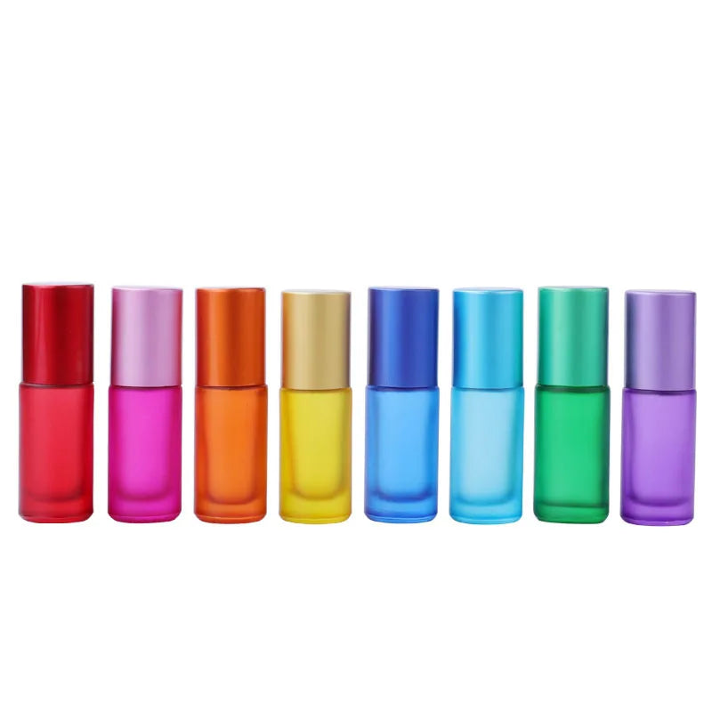 5ml Frosted Color Glass Roller Bottle with Hot Stamping and Roll on Sealing for Perfume