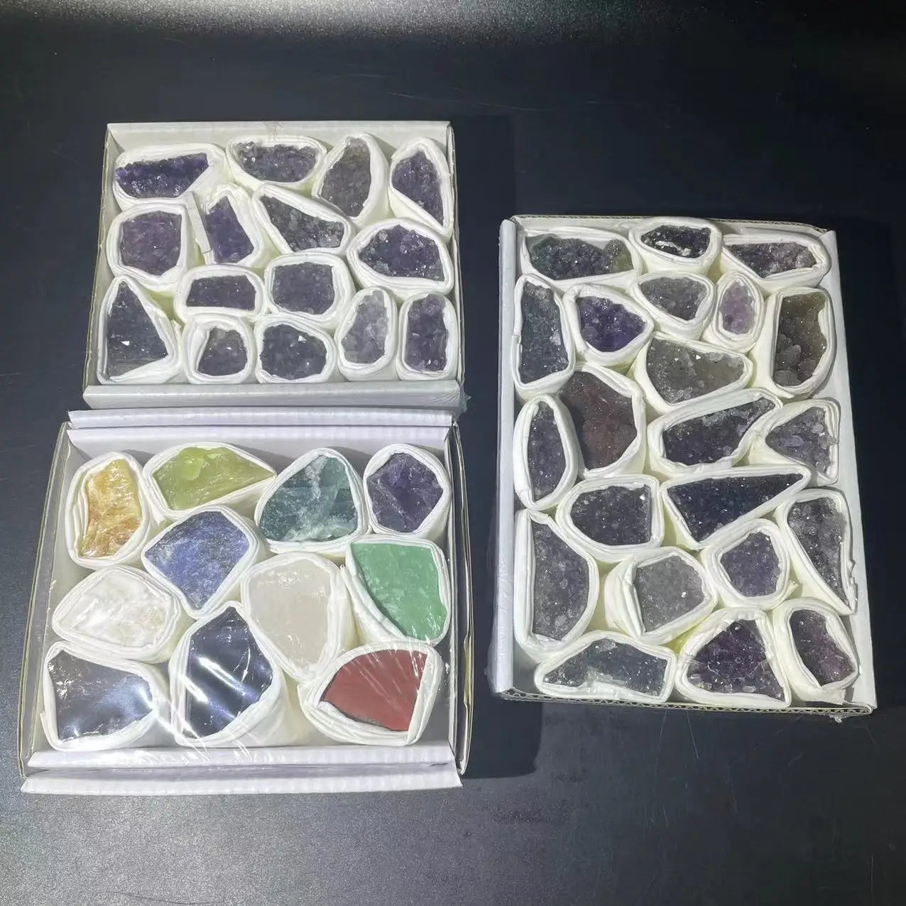 Crystal Box Set Natural Healing Raw Crystal Rough Stone Amethyst Cluster Crystal Gift Box