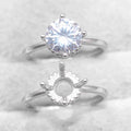 Sterling Silver 8mm/2 Carat Semi Mount Ring Frame Blank Moissanite Diamond Claws Setting Base Without Center Stone Inlay for DIY