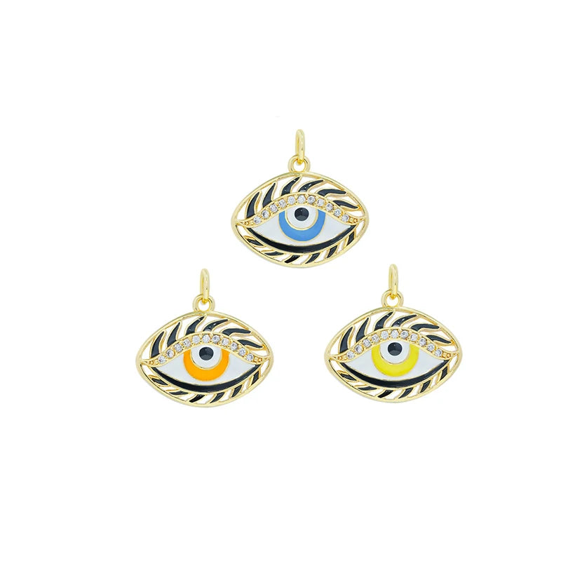 Wholesale Niche Enamel Evil Eye Pendant Brass 18k Gold Plated Zircon Pendant Accessories
