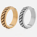 Custom Vintage Dome Rings Black Silver 18k Gold Plated Mens Rugged Texture Rope Ring 316l Stainless Steel Jewelry Rings for Men
