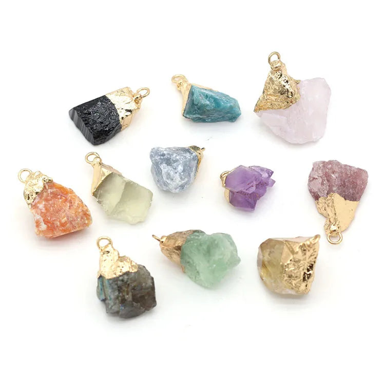 G2006 Irregular Stone Diy Earring Necklace Pendant Raw Gemstone Charms Rough Crystal Pendants for Jewelry Making