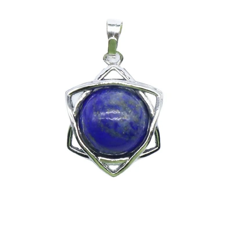 Huiying Natural Poished Six-pointed Star Lapis Lazuli Stone Gemstone Pendant for Sale Jeweley