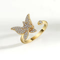Hot Selling Resizable Diamond Butterfly Ring Luxury Women Finger Ring Gold Plated Diamond Butterfly Rings Jewelry Gifts