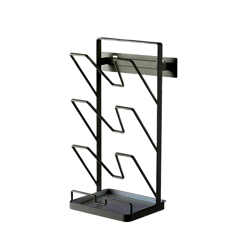 Japanese Simple Dual-Purpose Kitchen Rack Wall-Hanging Metal Storage with Pot Cover Chopping Board Drain Non-Perforated Shelf