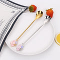 Wholesale Long Handle Creative Flower Shaped Ice Cream Stirring Spoon Stainless Steel Gold Coffee Tea Spoon Set