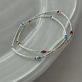 Unique Jewelry Bracelets for Women 925 Sterling Silver Blue Beaded Curved Tube Bracelets Wholesale