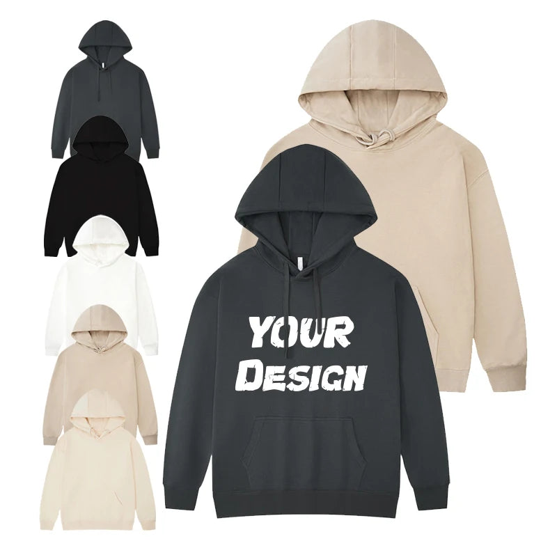 Wholesale Custom logo Printed Solid Color Hoodie Hip Hop Unisex Sweatshirt Long Sleeve Fashion Fleece Hooded Pullover