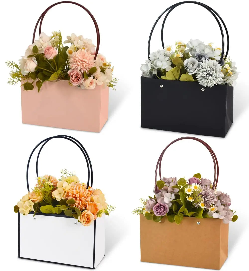 Quality Luxury Arrangements Rose Packaging Paper Rigid Cardboard Ribbon Flower Gift Box with Handle