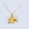 2024 Trendy 18K Gold Plated Sunflower Lettering Personalized Engravable Stainless Steel Pendant Necklace for Best Friend