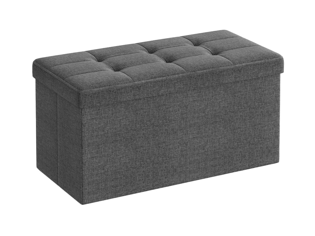 Functional Modern Living Room Footrest Bench Folding Storage Stool Ottoman Cotton Linen Fabric Collapsible Storage Box MegaBDM