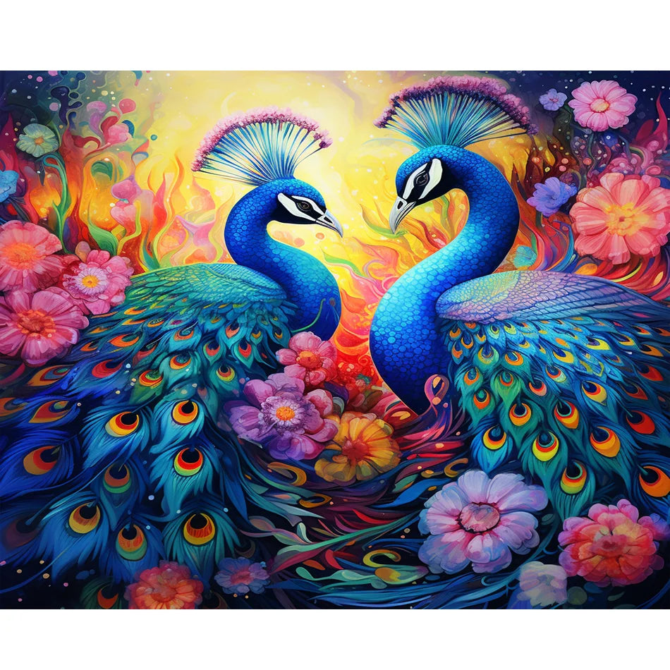Peacock Full round Picture Diamond Painting 30x40cm/12x16inch Animal Decorative Rhinestone Home Art Gift