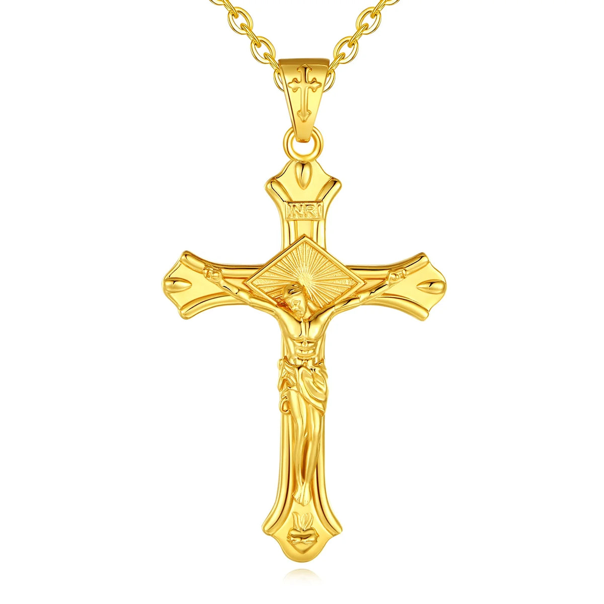 New Arrival Fine Jewelry 18K Gold Plated Religious Crucifix Cross Vermeil Jewelry 925 Sterling Silver Necklace MegaBDM