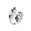 Factory Direct Sale White Gold Emerald Cut 925 Sterling Silver Emerald Engagement Rings  for Women