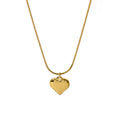 Classic Titanium Steel 18K Real Gold Plated Dainty Solid Heart Snake Chain Necklace for Ladies