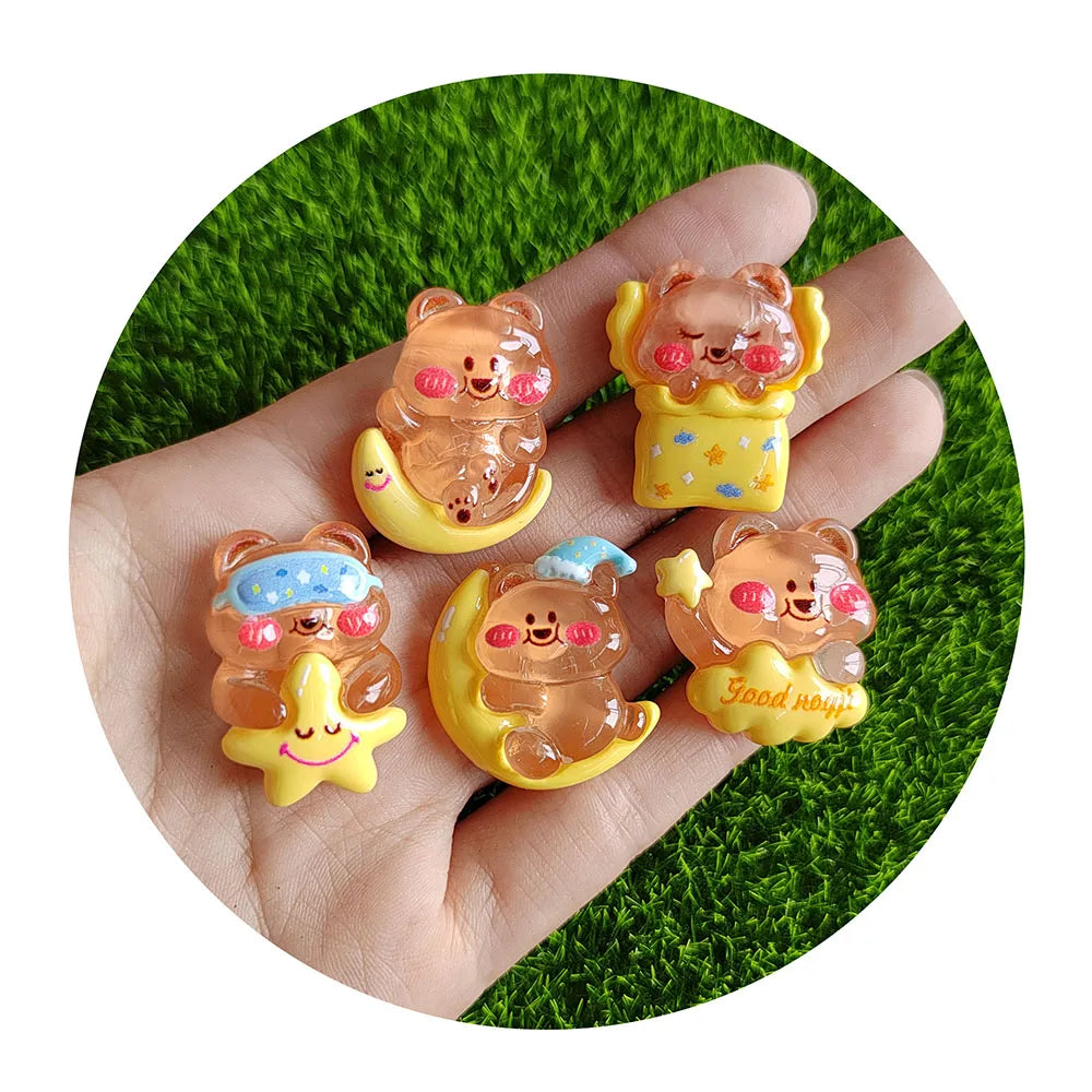 Cartoon Kawaii Bear Series Miniatures Embellishments Resin Flatback Scrapbook Supplies Diy Charms