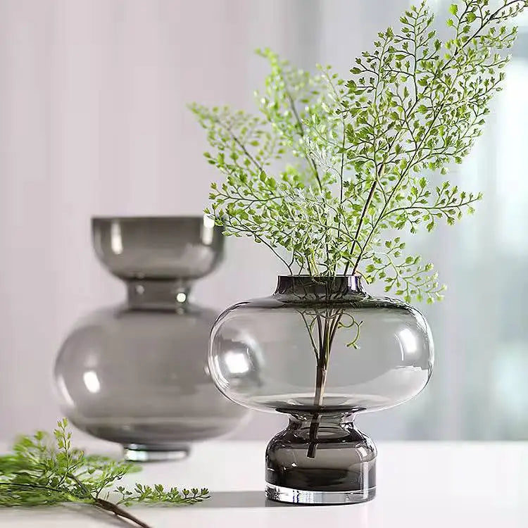 Green Glass Calabash Vase Nordic Style Creative Vase Ornament Living Room Table Top Flower Arrangement