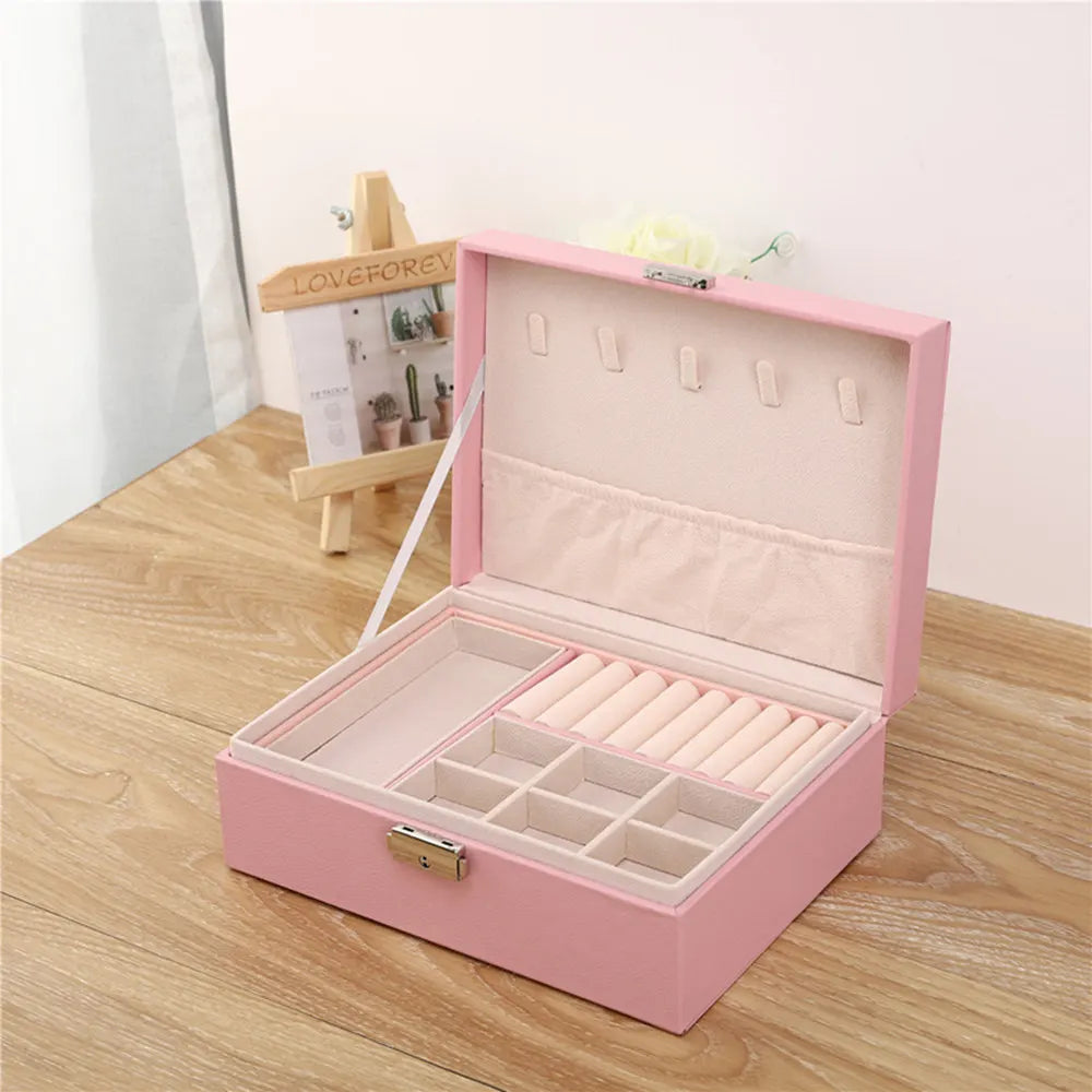 FanYue Custom Large Jewelry Box Wooden Wood Double Layer With Lock Jewelry Box Organizer Luxury Jewelry Wood Box