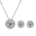 Wish Jewelry Hot Sale Circle Moissanite Stud Earrings  Gra Certificate Necklace Bracelet Set for Gift
