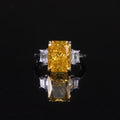 AR049 Competitive Pricing Jewelry Two-tone Gold Plated Silver Crushed Ice Cubic Zirconia Ring Custom Stone Yellow Diamond Ring
