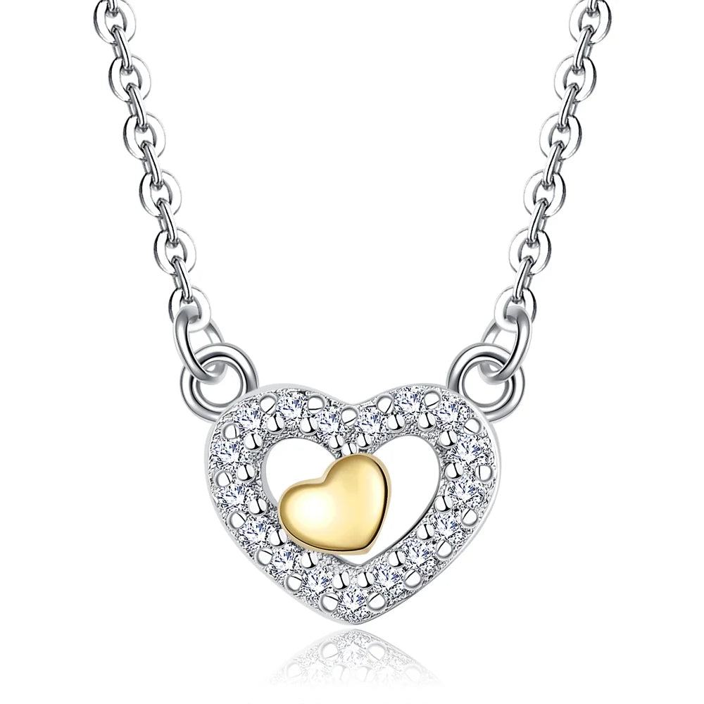 2024 New Arrival 925 Sterling Silver Plated Forever Gold Heart Love Necklace for Women Gift Jewelry Custom Party Wedding