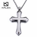 KALEN Silver Color Cross Stainless Steel Pendant for Men