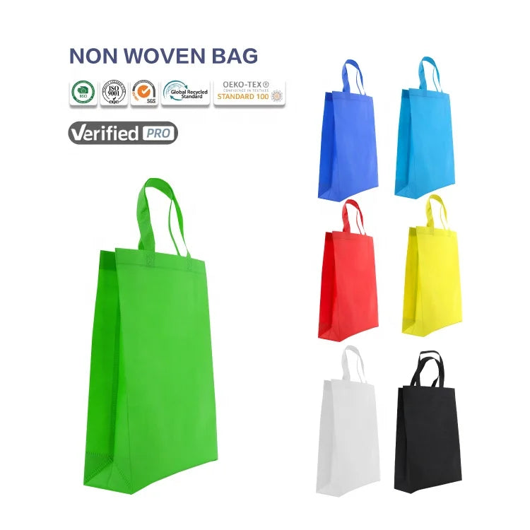 Huahao Plain Natural Eco Friendly Non Woven Shopping Bag Reusable  Shopping Tote Bag With Handle