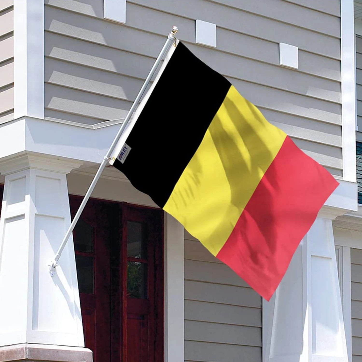 Belgium Flag Custom logo Promotional Fan Slogan 3x5 Ft100% Polyester Hand Flag Football Game Flying Body Flags