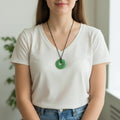 Natural Green Aventurine Donut Pendant Necklace Wholesale Healing Stone Jewelry Feng Shui Protection Charm for Women