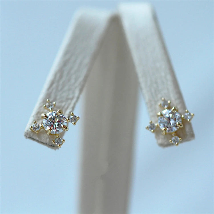 2026 Sterling Silver Small Jewelry Zircon Women Snowflake Stud Earrings