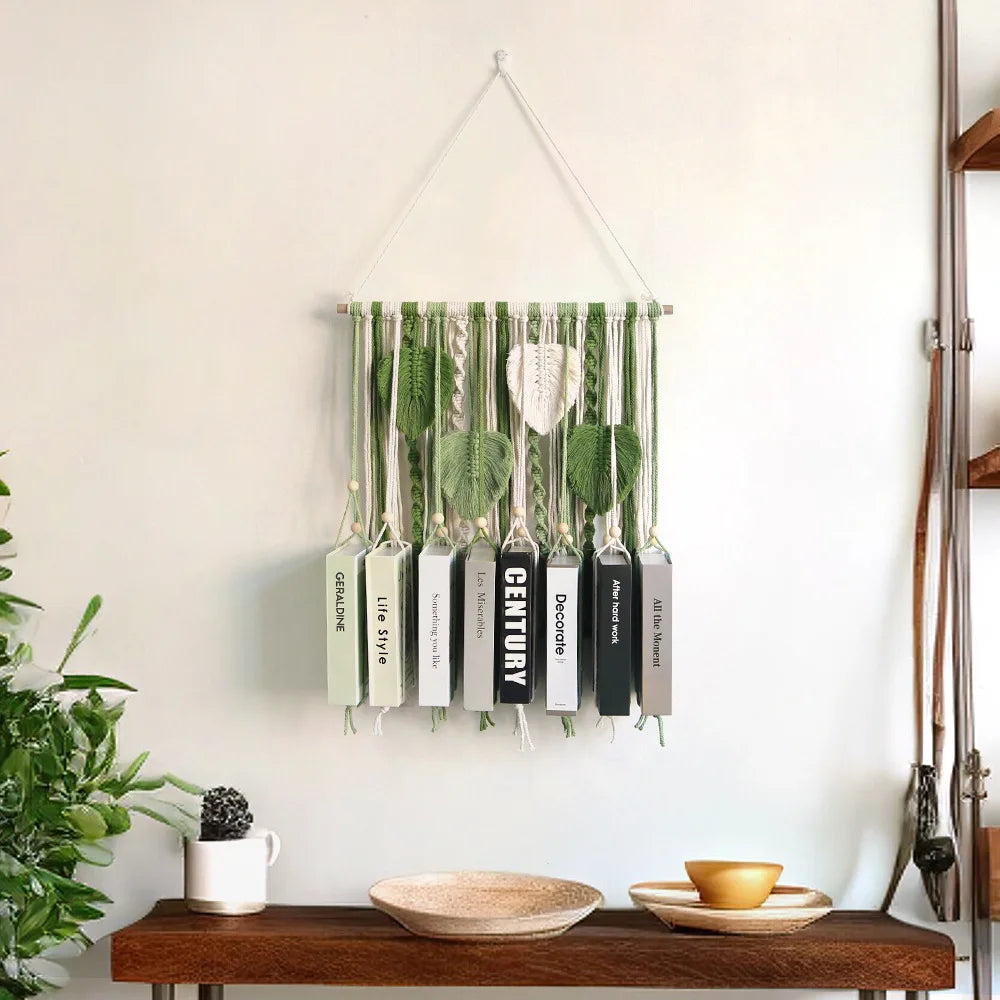 Nordic Style Minimalists Macrame Hanging Shelf for Home Decor Woven Tassel Cotton Rope Wall Tapestrys Book Holder Storage Rack