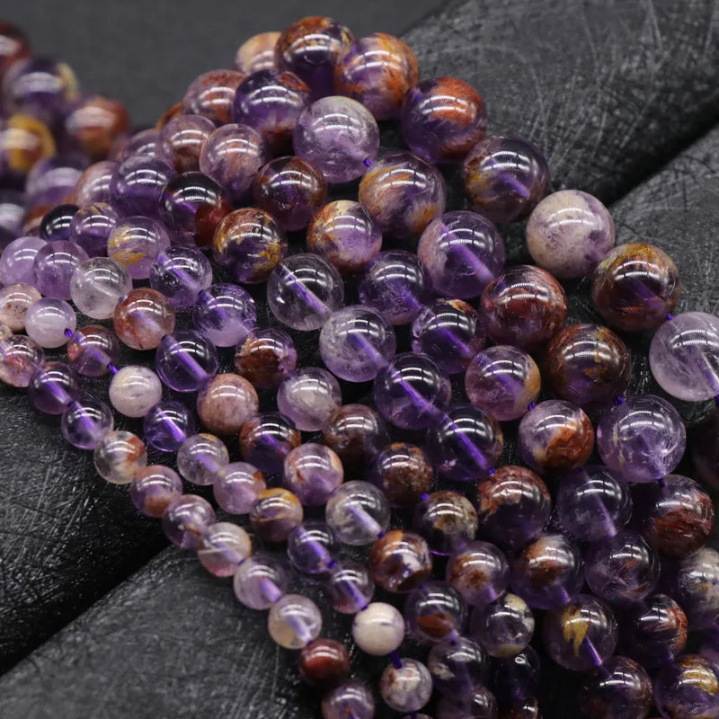 HZ Hot Natural Customized Factory-made Phantom Amethyst Round Beads Support HZ Bracelet Necklace Earrings
