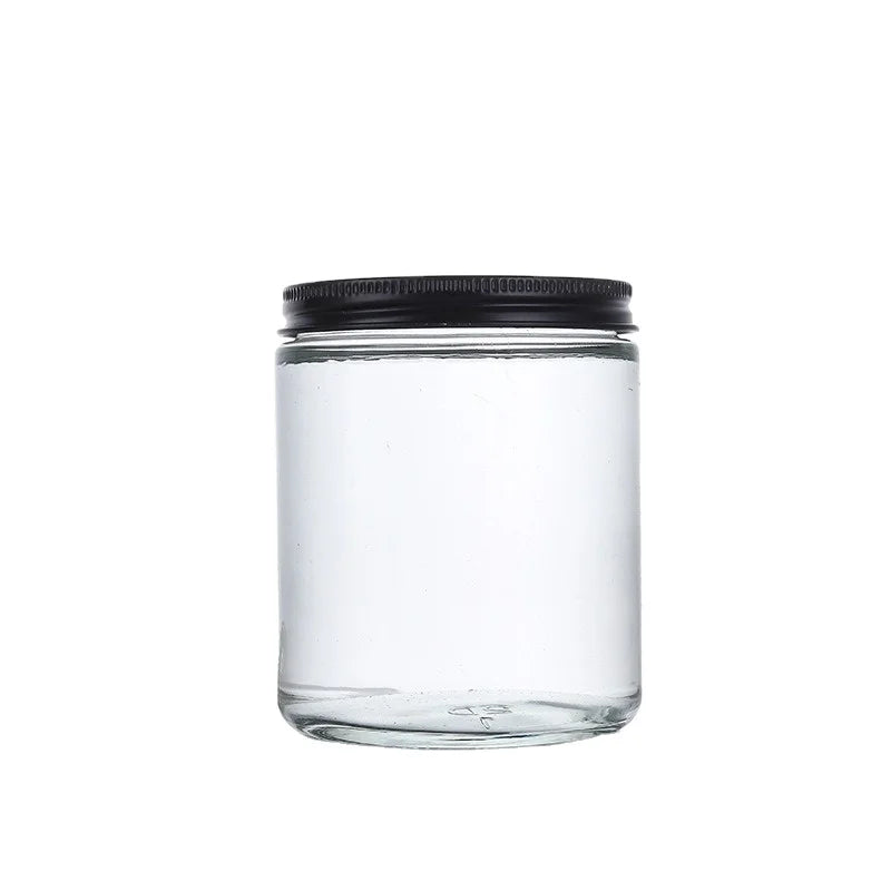 Frosted Transparent Clear Glass Candle Jar 100ml 250ml Home Decoration Stand with Lid for Christmas