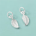 New Design 925 Sterling Silver Leaf Shaped Charm Pendant With Ring for Jewelry Making 6*14mm