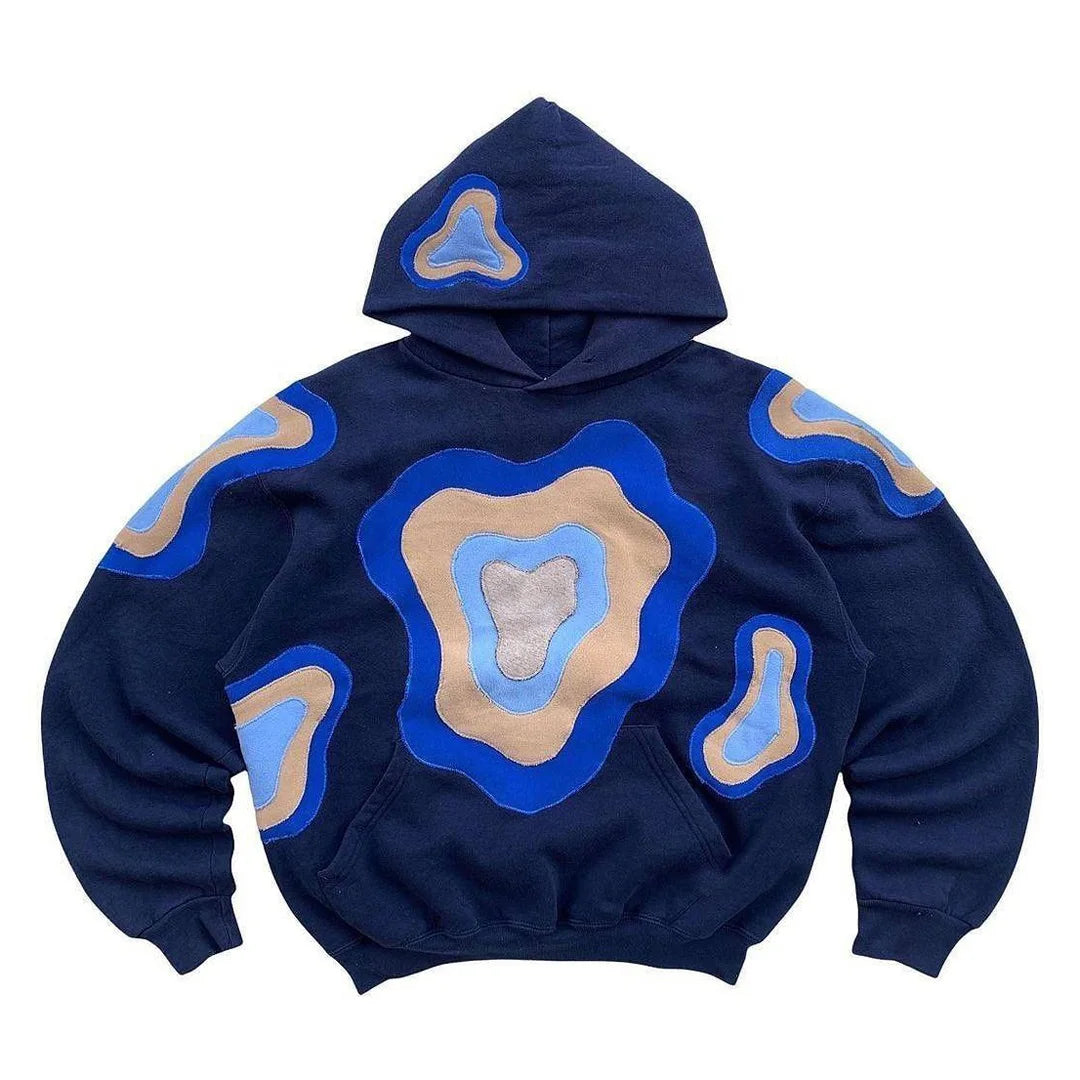 Manufacturer Custom Men Solid Hip Hop Pullover 100% Cotton Embroidery Patchwork Fabric Patches Breathable Eco-Friendly