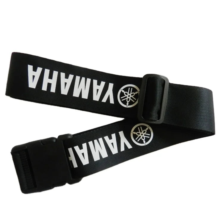Newest Fashion Custom Promotional Gift Black Nylon/Polyester OEM Luggage Strap Belt 5x170cm Jacquard/Silks Screen/Sublimation