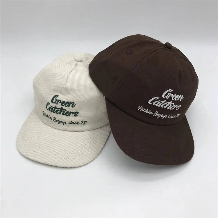 5 Panel Little Curve Brim Unstructured Style Hats  Corduroy Embroidery logo Dad Hats Canvas Unstructured Hats