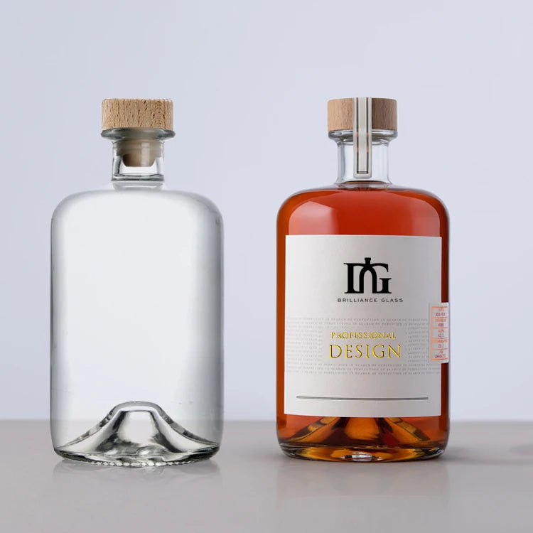 Free Sample Classica Model 750 ml Transparent Spirits Bottles for Gin Rum Whiskey Vodka Glass Bottle