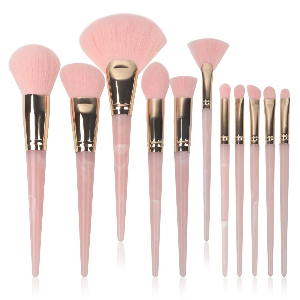 11pcs Cruelty Free Synthetic Eco Friendly Luxury High Quality Vegan Pink Professional Custom Makeup Brushes