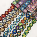 Iron on Flower  Sequins Lace Ribbon African Embroidered Flower Trim Tape  Fabric Diy Clothes 17color in Stock