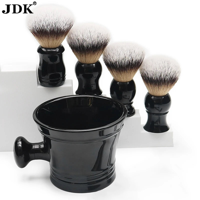 Private Label Green Men Grooming Shaving Brush and Bowl Synthetic Shave Brush Set Shaving Mug and Brush Kit Set With Box
