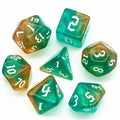 Udixi Polyhedral Glitter Acrylic Plastic RPG Custom logo Dungeons and Dragons Dice Set Brown&Blue