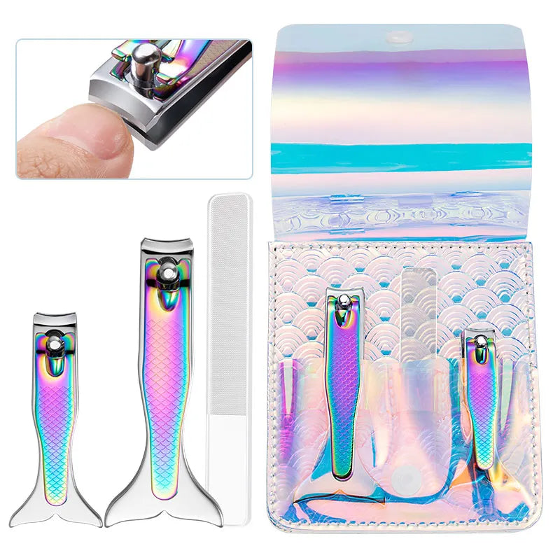 Colorful rainbow Nail Clippers  Personal Care Cutter Stainless Steel Tools Pedicure  Middle Fish Sharp Nail