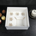 XJH 5 Hole Cupcake Pastry Bakery Packaging Paper Cake Donuts Gift Windows Clear Lid Cupcake Food Donuts Bento Cupcake Boxes