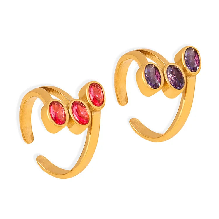 Custom Hip Hop Hollow Gold Plated Jewelry Ring Stainless Steel Zircon Rings
