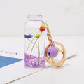 Creative Jewelry Gifts Drinks Bottle Shape Acrylic Keychain 3D Floater Moving Liquid Keyrings for Girls