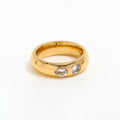 18K PVD Gold Plated Cubic Zirconia Stainless Steel Ring for Women Fashion Jewelry