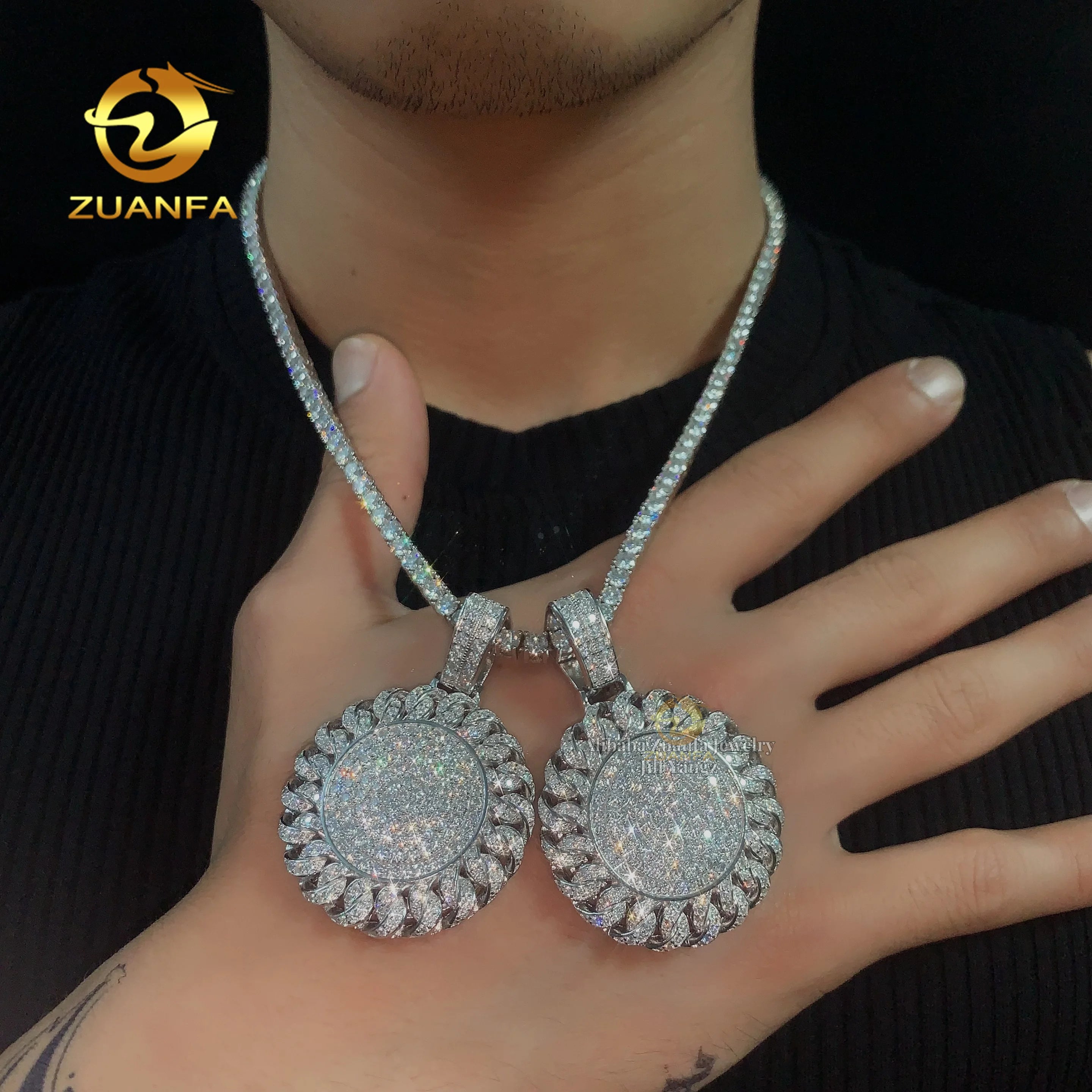 Cute Sunflower Moissanite Pendants Sun Iced Out Jewelry Diamonds Custom Moissanite Pendant
