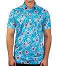 OEM Funky Green Men's Golf Shirts 100% Cotton Sublimation Printed Floral Eco-Friendly Anti-UV Breathable Casual Summer Polo
