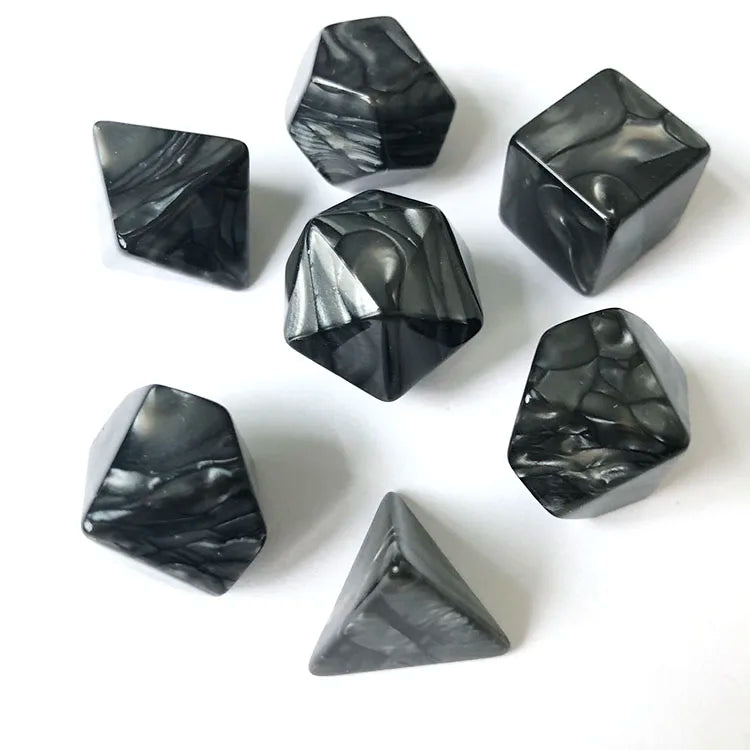 Wholesale Custom Carved Black Dice Set D4 D6 D8 D10 D12 D20 Blank Indented Dice